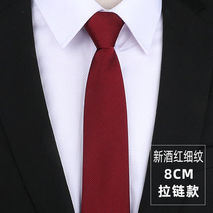 Dress Business Tie Men's and Women's Groom Wedding Black Zipper Korean Narrow No Lazy Striped Bow Tie Plaid