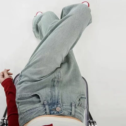 Wide Leg Jeans Women's Spring 2025 Explosions Hot Girl Narrow Edition High Waist Embroidered Straight Tube Loose Mop Pants Trendy