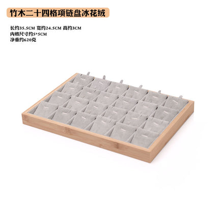 Fresh bamboo wood 24 grid pendant plate necklace pendant lucky card lucky beads jewelry tray window display props