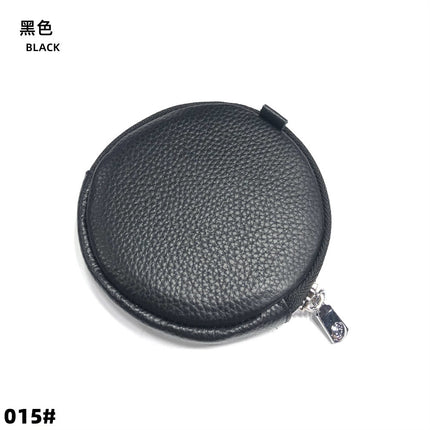 Mini Round Genuine Leather Small Coin Purse Bag Mother's Cowhide Women's Small Children's Zipper Key Coin Earphone Bag