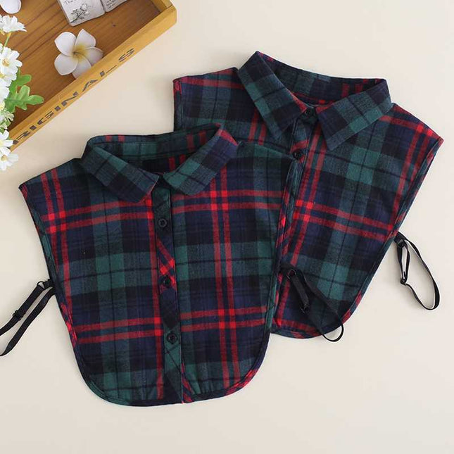 Autumn and Winter All-match Sanding Plaid Shirt Fake Collar Decorative Collar Lining Collar Thickened Women's College-style Multifunctional Collar