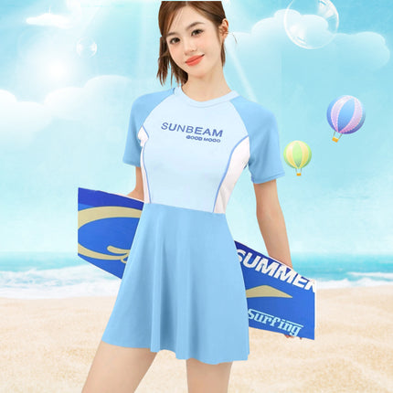 New Swimwear Women's Split Flat-Corner Conservative Slim Belly Covering Slim Sports Girl's Student Hot Spring Swimsuit