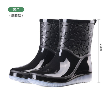 Fashionable Outdoor Water Shoes for Women, Waterproof and Non-Slip, Winter Fleece-Lined Rain Boots for Women, Warm Kitchen Work Short Rain Boots