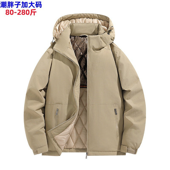 Factory Winter Cotton Clothes Men's Plus Size Casual Cotton Clothes Trendy Removable Cap Charge Clothes Graphene Warm Clothes