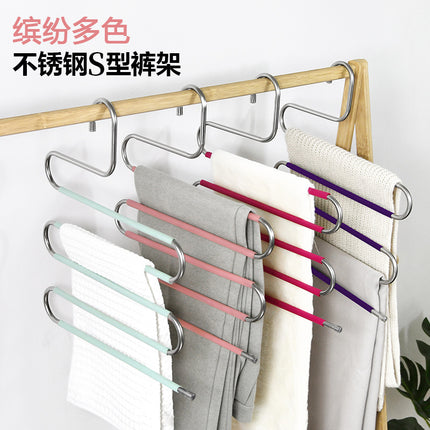 D Amazon Cross-border Explosions Magic Hanger Five-layer Stainless Steel S Pants Rack Inside Pants Storage Rack Factory Wholesale