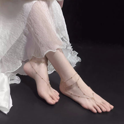 Internet Celebrity Pure Desire Style Sexy Foot Chain for Women Super Immortal Temperament Simple High-end Feeling Foot Chain Wearing High-heeled Shoes