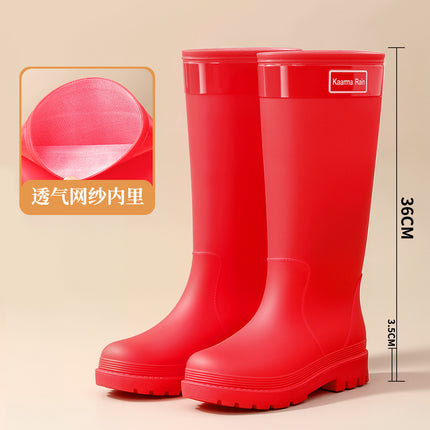 Brand Direct Sales Rain Boots, Extra High Women's Rain Boots, Black Boots, Fashionable Women's Rubber Shoes, Fashionable Drawstring Long Water Boots