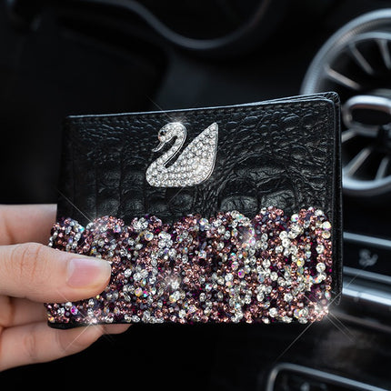 Car driving license bag women's handmade diamond-embedded fashion light Luxury Card Holder portable driving license driving license cover