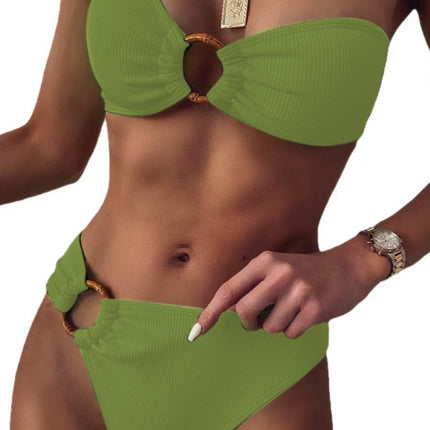 European and American Split Swimsuit Cross-border Hot Sale Solid Color Bikini Swimsuit Amazon AliExpress Hot Sale Foreign Trade Swimsuit
