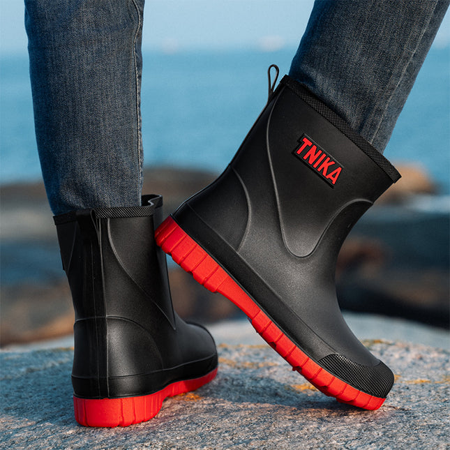 2025 Cross-border Men's Rain Boots Water Shoes Waterproof Wear-resistant Rubber Shoes Rain Boots Non-slip Short PVC Water Boots