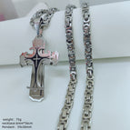Steel color pendant 6mm*55cm flat section chain / S.STEEL