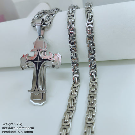 Factory direct Amazon AliExpress European and American fashion personality stainless steel men's pendant necklace wholesale