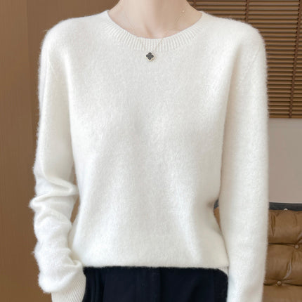 First-Line Ready-To-Wear 100% Pure Wool Round Neck Knitwear Women's New Autumn and Winter Seamless Knitwear Slimming Look Versatile Knitwear