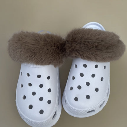 Wholesale hole shoes winter liner fur cover fleece-lined heel belt warm plush men and women detachable shoe cover shoelaces