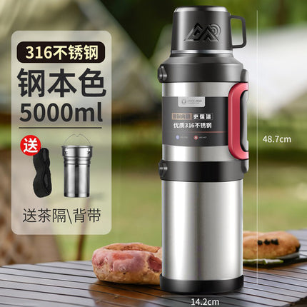 316 stainless steel outdoor thermos cup large capacity thermos pot with handle travel pot car sports double-layer water bottle
