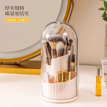 Cosmetic Brush Storage Cylinder Rotating Dustproof Dressing Table Cosmetic Storage Box Lipstick Eyeshadow Storage Rack Desktop Pen Holder