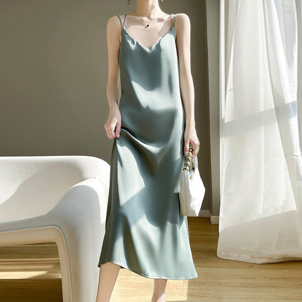 Silk 2025 Spring/Summer Women's New V-neck Slim-fit Interior dress Satin Socialite Sexy Slip Dress