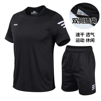 Sports suit men's casual clothing summer quick dry breathable outdoor morning exercise short sleeve basketball running training shorts wholesale