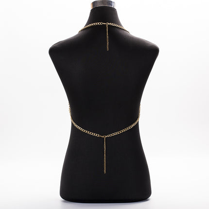Europe and the United States cross-border new ladies sexy metal chest chain exaggerated fashion bikini tassel body chain performance accessories
