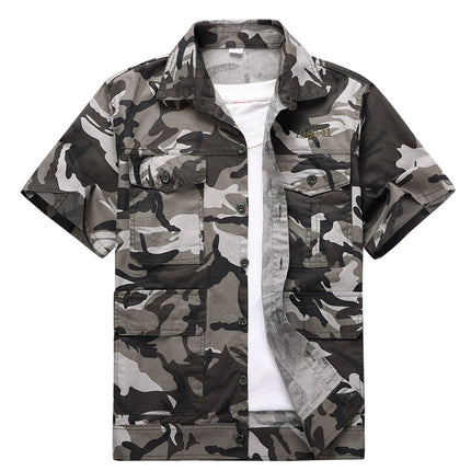 Summer Work Clothes Men's Thin Cotton Camouflage Short-sleeved Loose Construction Site Security Welding Clothes Workwear Labor Security Clothes Shirt