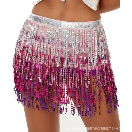 Halloween New Belly Dance Beads Waist Chain 4 Layer Beads Sequins Dance Performance Hip Towel Tassel Waist Seal Belt