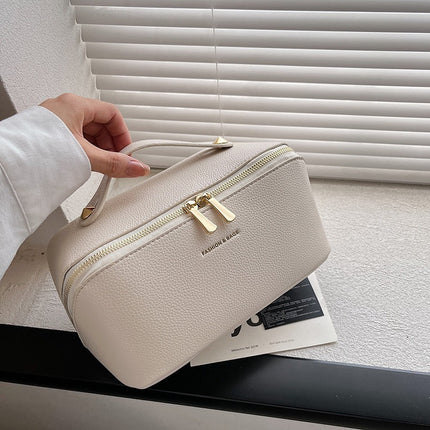 New Cross-Border Portable Makeup Bag with Large Capacity and Multiple Compartments, Pu Cosmetic Storage Bag, Toiletry Bag with High Aesthetic Value
