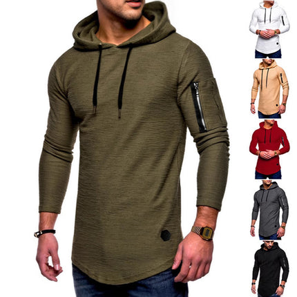 Men's T-shirt Amazon Slim-fit Sports Hoodie Casual Thin Long-sleeved Fashionable Hand Wall Zipper Men's T-shirt