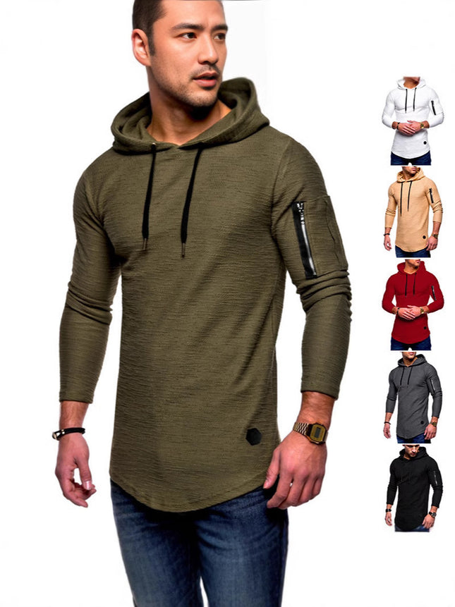 Men's T-shirt Amazon Slim-fit Sports Hoodie Casual Thin Long-sleeved Fashionable Hand Wall Zipper Men's T-shirt