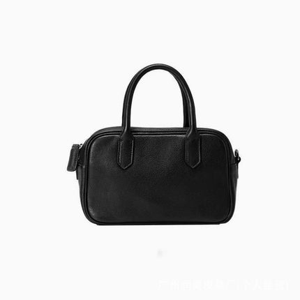 Youyou Bowling Bag Vegetable-Tanned First-Layer Lambskin High-End Retro Casual Large-Capacity Handbag Shoulder Bag for Women
