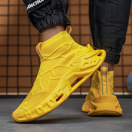 2025 Large Size 46 New Sports Shoes High-Top Fly Woven Mesh Blade Sports Casual Shoes Cross-Border Blade Socks Shoes