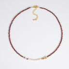 Natural pearl zircon necklace / 38cm+5cm