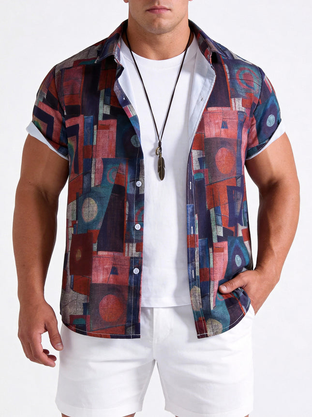 Foreign Trade Spring and Summer New AliExpress Explosions Men's Short-sleeved Printed Shirt Summer Hawaii Beach Men's Shirt