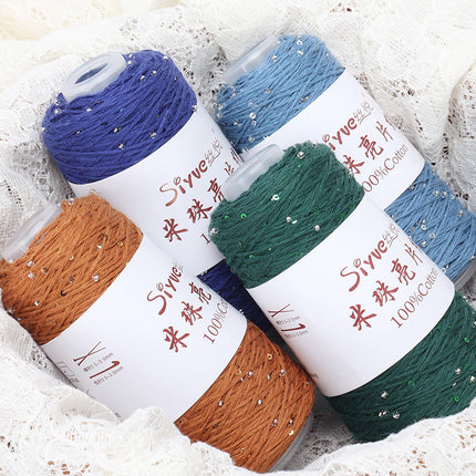 [Siyue] Spring and Summer Thread Lace Thread Pure Cotton Crochet Stick Needle Thread Handmade DIY Knitting Rice Beads Sequin Thread 50g
