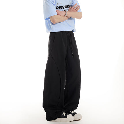 High Street Trendy Men's Pants 2025 Summer New Men's Casual Pants Loose Scimitar Pants Unisex Trendy Pleated Long Pants