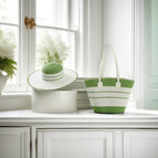 Green and white / Hat + bag set