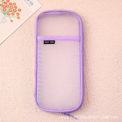 New Mesh Student Pencil Bag Transparent Simple Large-Capacity Stationery Bag Exam-Specific Student Pencil Bag Stationery Box