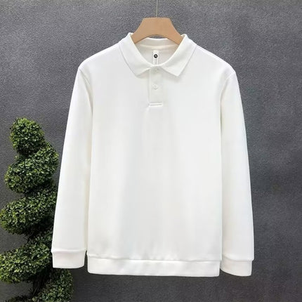 White Long-sleeved Polo Shirt Men's Fashion Brand European 2023 New Autumn Jacket Men's Casual Led Long-sleeved T-shirt