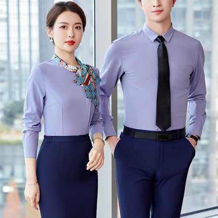 White Shirt Women's Business Wear New Jewelry Shop Beauty Salon Stewardess Uniform Work Clothes Non-ironing White Shirt