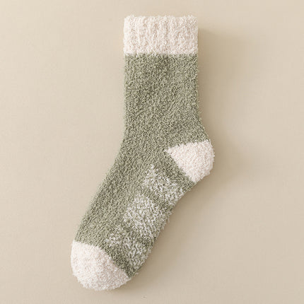 Coral velvet socks men's autumn and winter fleece-lined thick lint-free warm home floor socks foot-warming sleep socks