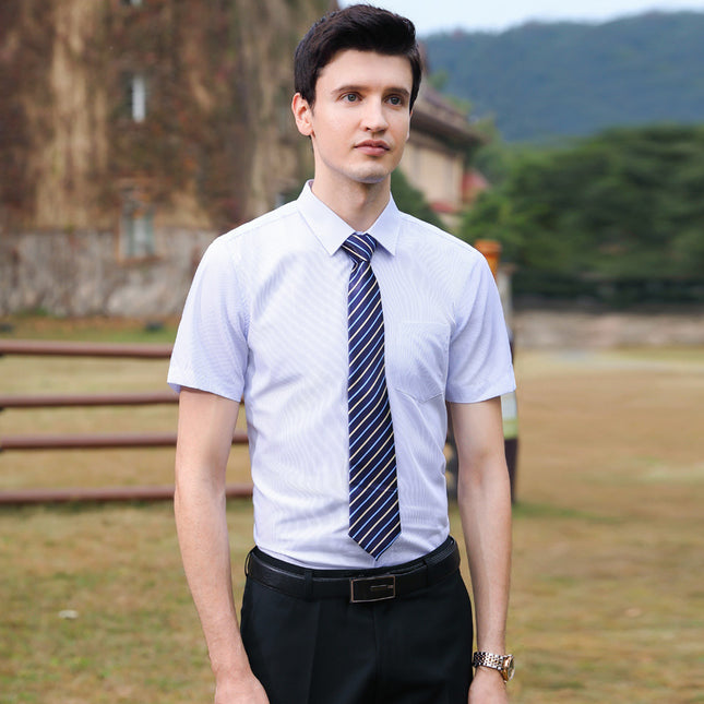 [Business Stripes] Men's and Women's Work Clothes Professional Wear Summer Short-sleeved Shirt Office White-collar Work Clothes