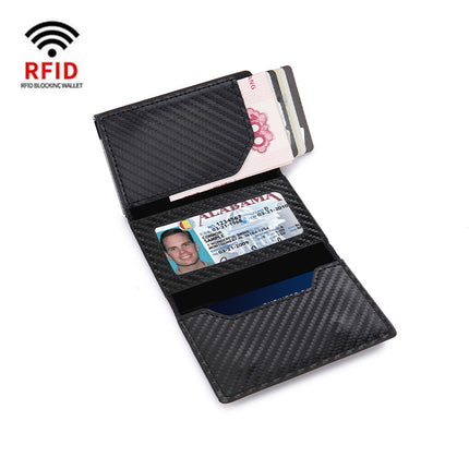 Amazon AirTag wallet carbon fiber magnetic card bag European and American men's wallet RFID Multi-card Men's wallet