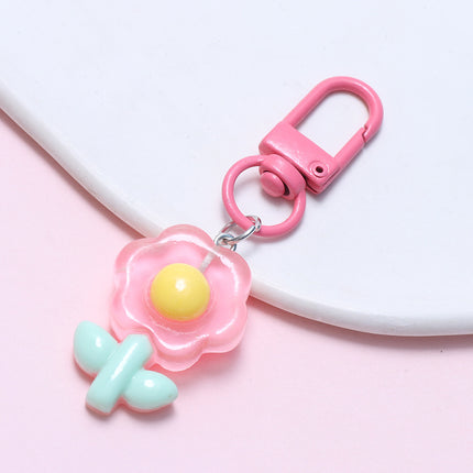 Tulip Flower Keychain Handmade DIY Small Fresh Cute Key Ring Bag Hanging Sweet Student Gift