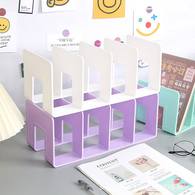 Four-column book stand desktop bookshelf desktop fixed book storage reading shelf book holder desk book stand wholesale