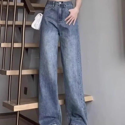 Vintage Wide-Leg Jeans for Women 2025 Spring New High-Waisted Slimming Loose Drape Floor-Length Straight Pants Trendy