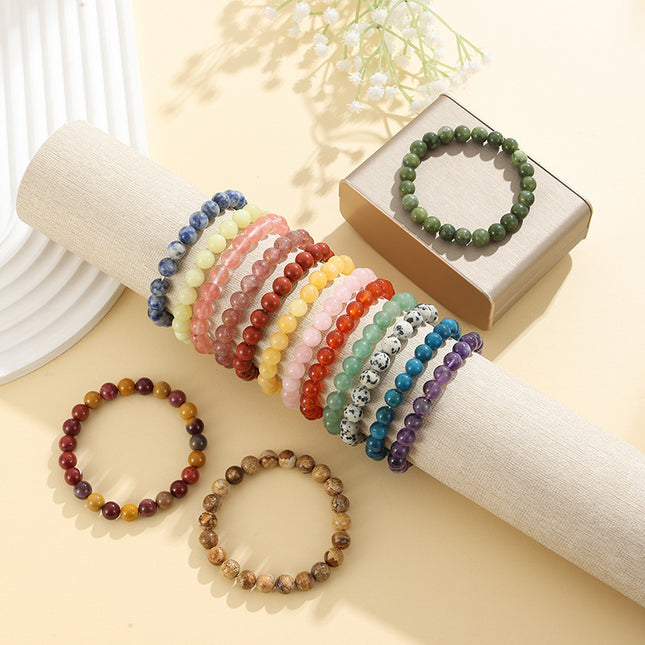 European and American Cross-Border Hot-Selling Popular Jewelry 8mm Natural Stone Bracelet Amethyst Tiger Eye Stone Agate Bracelet Jewelry