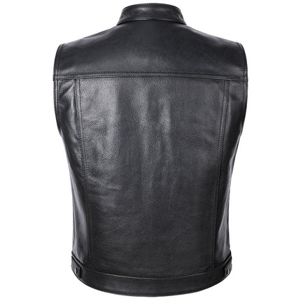 European and American Cross-border Men's Wear Amazon plus size Vest Skull Letter Embroidered Leather Wear