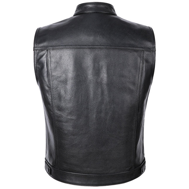 European and American Cross-border Men's Wear Amazon plus size Vest Skull Letter Embroidered Leather Wear