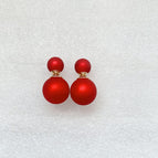 Shijia colorful red pearls [pair of 925 silver needles]