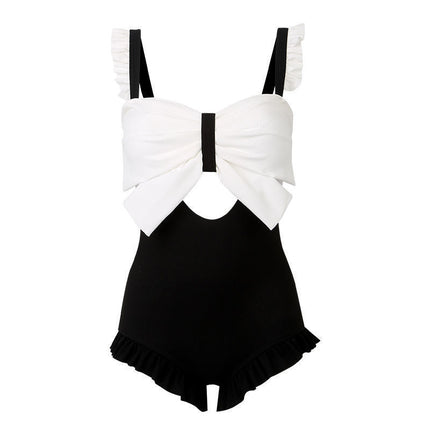 New Swimsuit for Women, Pure Lust Style One-Piece, Conservative Slimming Look Belly-Covering Bikini, Backless Ins Style High-Looking Swimsuit for Women