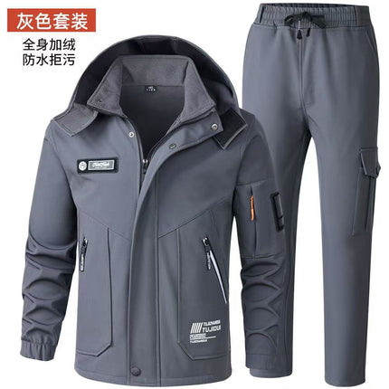 New fleece-lined Jacket Waterproof Wind-Resistant Outdoor Mountaineering Suit Warm Thickened Workwear Workwear for Men and Women
